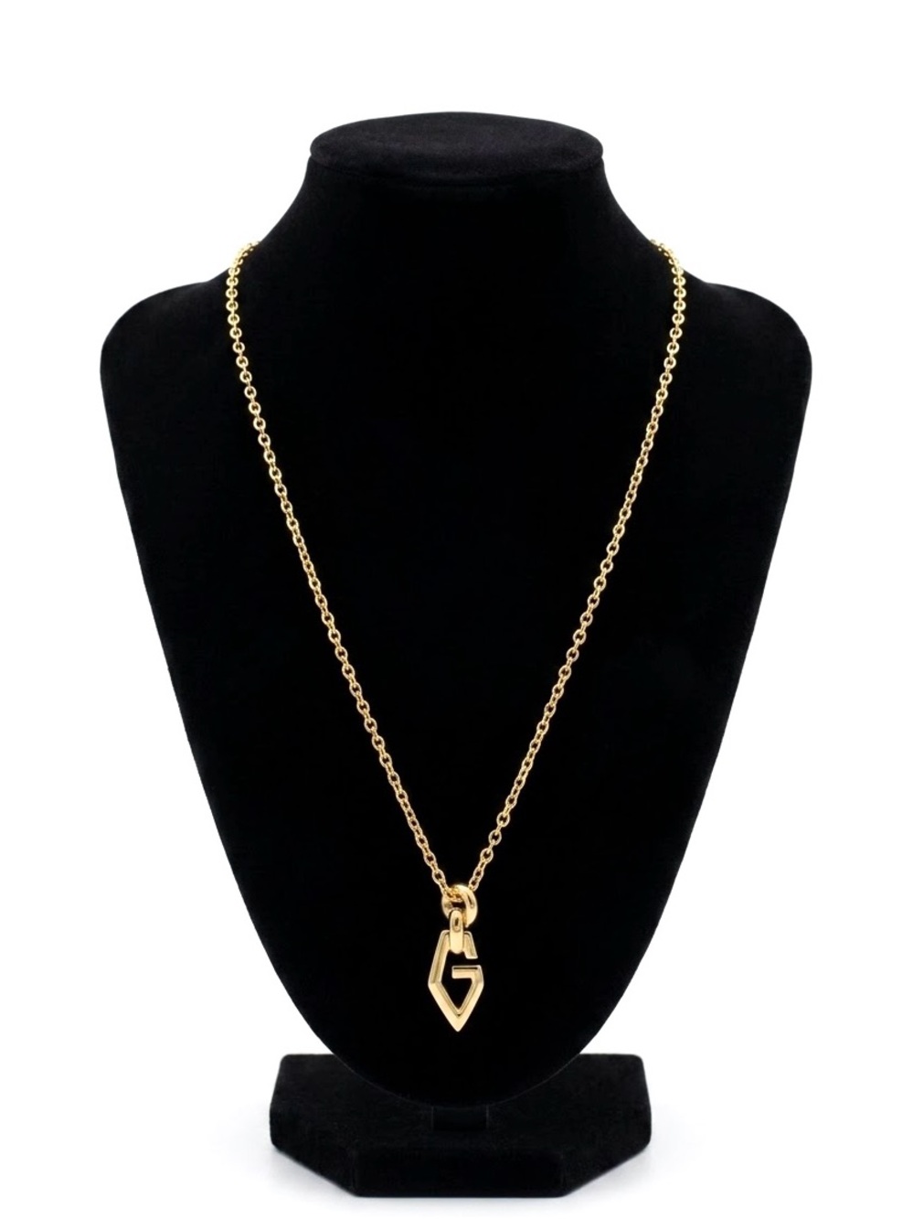 Authentic Vintage Givenchy Gold-Tone Geometric "G" Pendant Necklace 16” (Unisex)